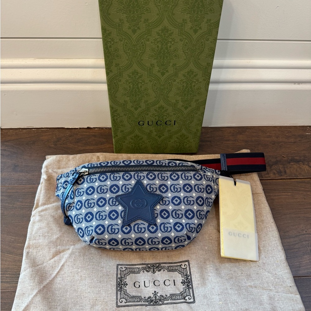 Gucci Navy Monogram Star Belt Bag